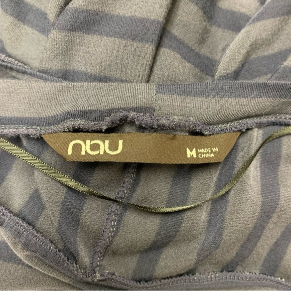 Nau Repose Striped Blouson Dress Size Medium Blue Micromodal Jersey Short Sleeve - Picture 6 of 7